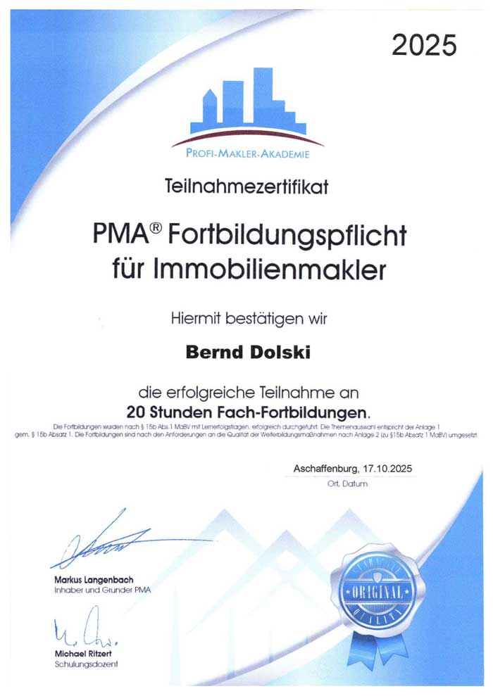 PMA Zertifikat 2025
